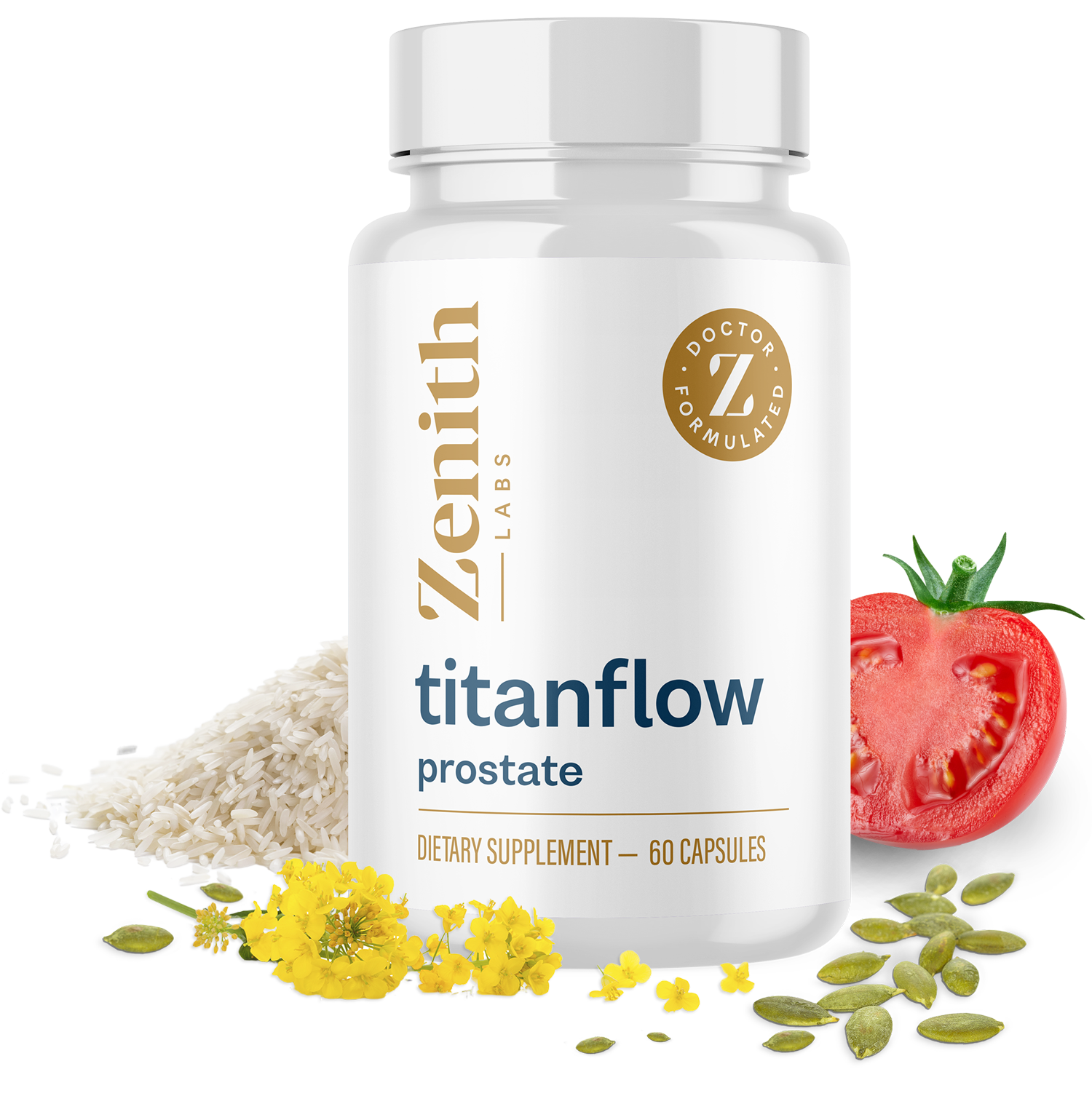 TitanFlow bottle and ingredients